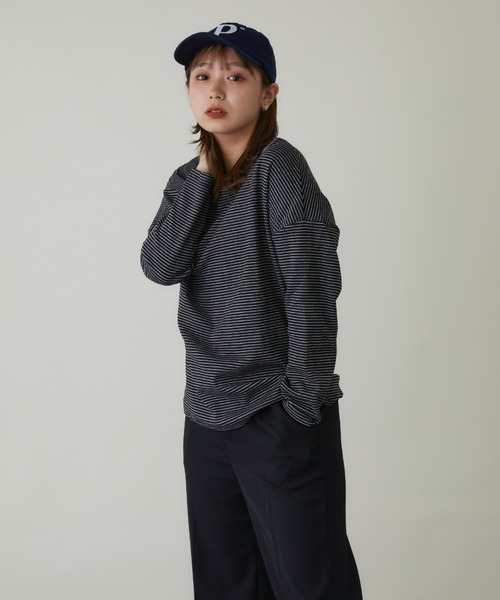 mebole(メボレ)の「シンプルボーダーロングスリーブTシャツ(Tシャツ/カットソー・レディース・ホワイト/ブラック/ブラウン・FREE)」の21枚目の写真