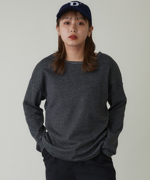 mebole(メボレ)の「シンプルボーダーロングスリーブTシャツ(Tシャツ/カットソー・レディース・ホワイト/ブラック/ブラウン・FREE)」の17枚目の写真