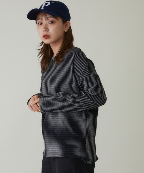 mebole(メボレ)の「シンプルボーダーロングスリーブTシャツ(Tシャツ/カットソー・レディース・ホワイト/ブラック/ブラウン・FREE)」の18枚目の写真