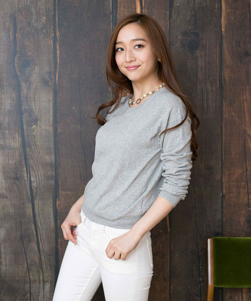 AZUL by moussy（アズールバイマウジー）の「C100%U/Nクロプト長袖KPO（ニット/セーター・レディース・オフホワイト/トップグレー/ライトパープル・SMALL/MEDIUM）」の2枚目の写真