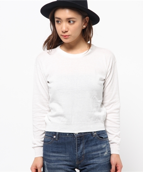 AZUL by moussy（アズールバイマウジー）の「C100%U/Nクロプト長袖KPO（ニット/セーター・レディース・オフホワイト/トップグレー/ライトパープル・SMALL/MEDIUM）」の4枚目の写真