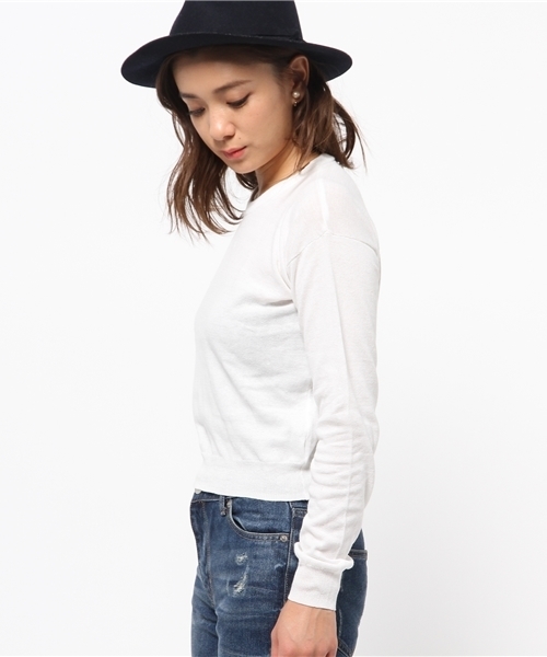 AZUL by moussy（アズールバイマウジー）の「C100%U/Nクロプト長袖KPO（ニット/セーター・レディース・オフホワイト/トップグレー/ライトパープル・SMALL/MEDIUM）」の5枚目の写真