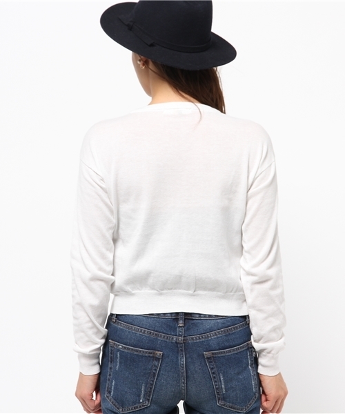 AZUL by moussy（アズールバイマウジー）の「C100%U/Nクロプト長袖KPO（ニット/セーター・レディース・オフホワイト/トップグレー/ライトパープル・SMALL/MEDIUM）」の6枚目の写真