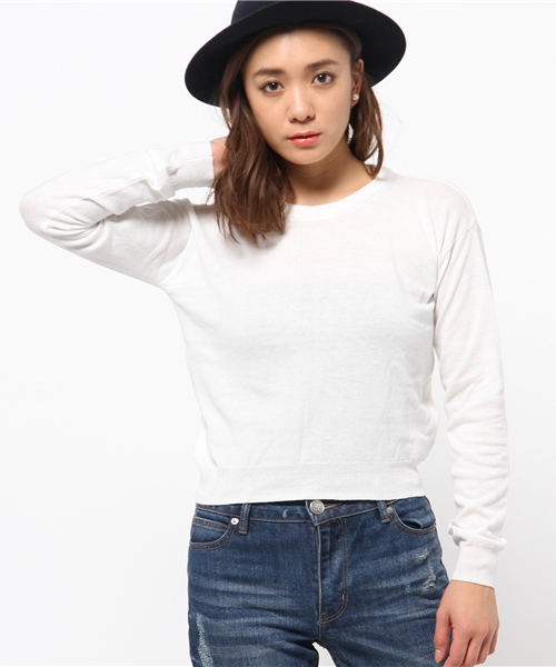 AZUL by moussy（アズールバイマウジー）の「C100%U/Nクロプト長袖KPO（ニット/セーター・レディース・オフホワイト/トップグレー/ライトパープル・SMALL/MEDIUM）」の12枚目の写真