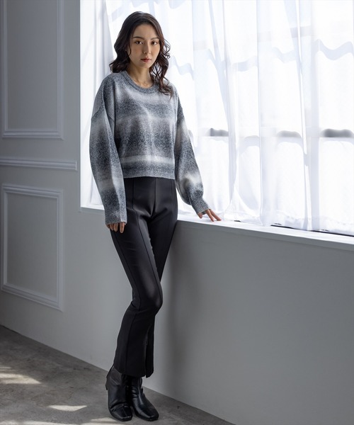 clear（クリア）の「前スリットハイウエストストレッチパンツ（スラックス・レディース・ブラック/モカ・S/M）」の8枚目の写真