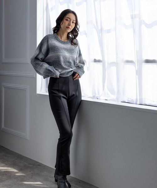 clear（クリア）の「前スリットハイウエストストレッチパンツ（スラックス・レディース・ブラック/モカ・S/M）」の9枚目の写真