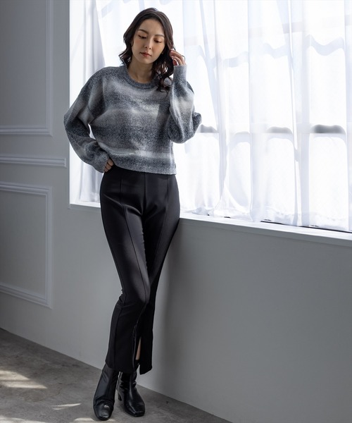 clear（クリア）の「前スリットハイウエストストレッチパンツ（スラックス・レディース・ブラック/モカ・S/M）」の10枚目の写真