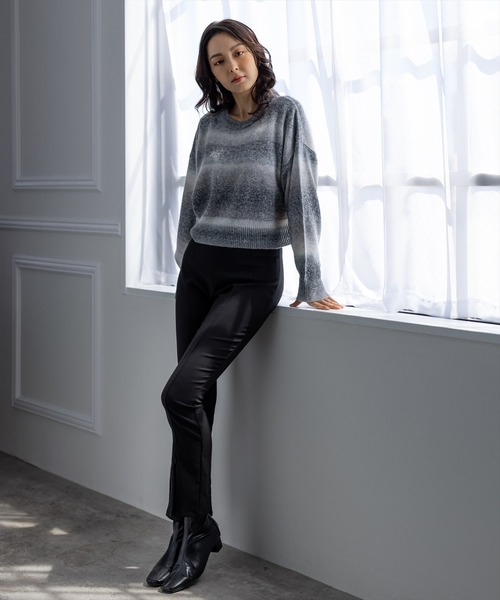 clear（クリア）の「前スリットハイウエストストレッチパンツ（スラックス・レディース・ブラック/モカ・S/M）」の5枚目の写真