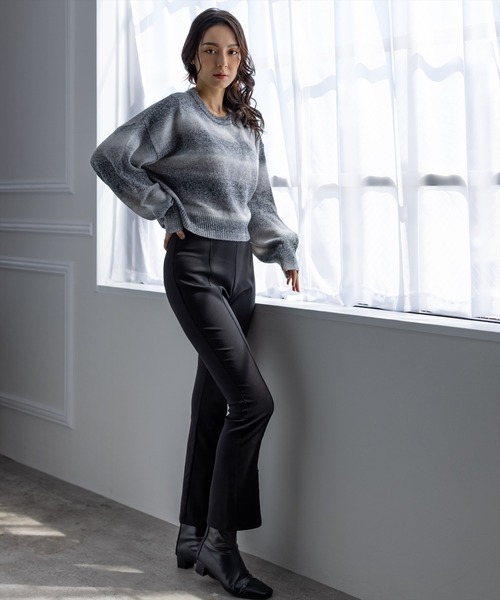 clear（クリア）の「前スリットハイウエストストレッチパンツ（スラックス・レディース・ブラック/モカ・S/M）」の11枚目の写真