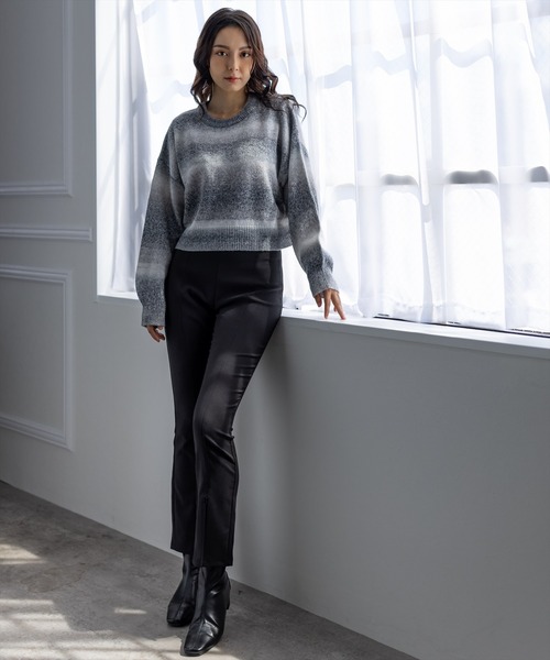 clear（クリア）の「前スリットハイウエストストレッチパンツ（スラックス・レディース・ブラック/モカ・S/M）」の3枚目の写真