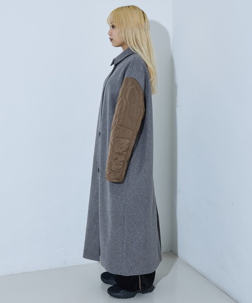 NOMINE(ノミネ)の「袖キルティングステンカラーコート(ステンカラーコート・レディース・カーキ/アイボリー/チャコールグレー/ブラック/キャメル/オフホワイト/グレー/ダークグリーン・フリー)」の17枚目の写真