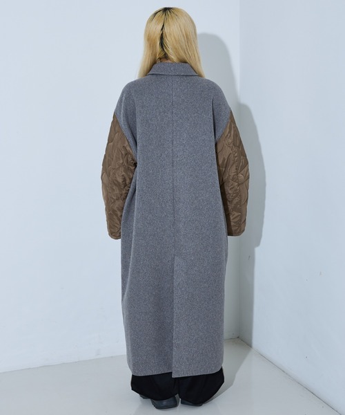 NOMINE(ノミネ)の「袖キルティングステンカラーコート(ステンカラーコート・レディース・カーキ/アイボリー/チャコールグレー/ブラック/キャメル/オフホワイト/グレー/ダークグリーン・フリー)」の15枚目の写真