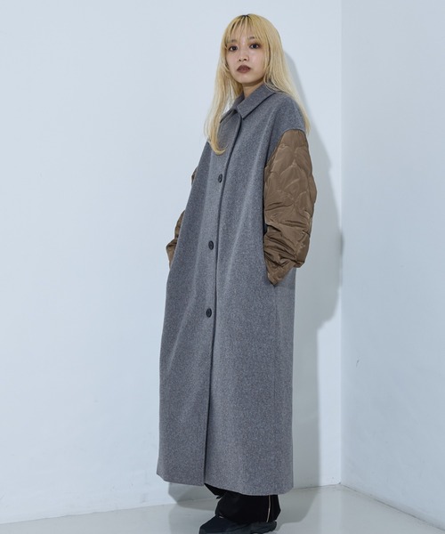 袖キルティングステンカラーコート（ステンカラーコート）｜NOMINE