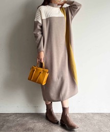 Chez toi | ブロッキングハイネックニットソーワンピース(ワンピース)