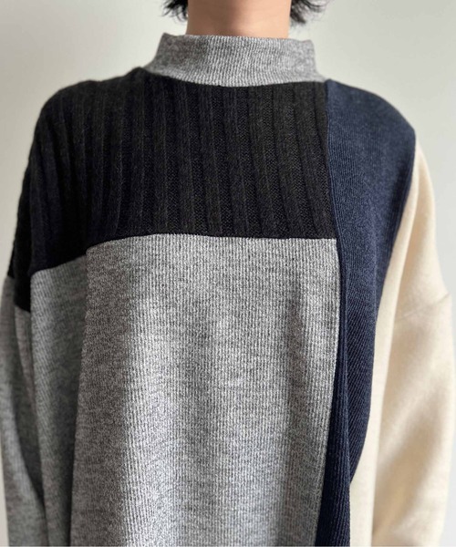 Chez toi(シェトワ)の「ブロッキングハイネックニットソーワンピース(ワンピース・レディース・ライトグレー/チャコールグレー/ベージュ・FREE)」の21枚目の写真