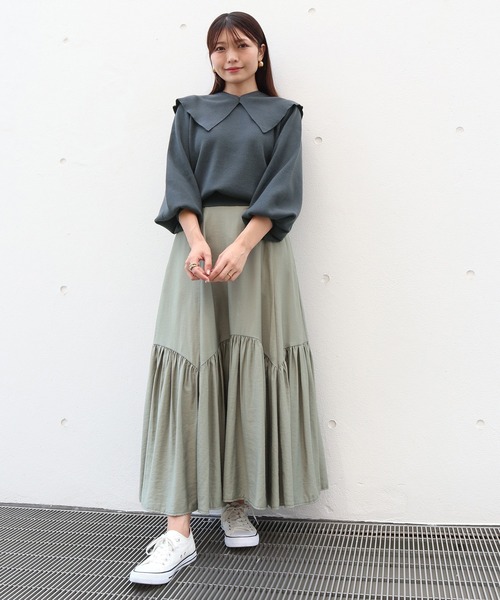 Brownie（ブラウニー）の「Brownie 襟付き総針ニットプルオーバー（ニット/セーター・レディース・グレー/ライトベージュ/ブラック/レッド/オレンジ・FREE）」の12枚目の写真