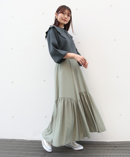 Brownie（ブラウニー）の「Brownie 襟付き総針ニットプルオーバー（ニット/セーター・レディース・グレー/ライトベージュ/ブラック/レッド/オレンジ・FREE）」の15枚目の写真