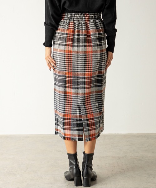 MILLION CARATS（ミリオンカラッツ）の「ツイードビッグチェックスカート（スカート・レディース・オレンジ/グリーン/ブラウン/イエロー/パープル・FREE）」の9枚目の写真