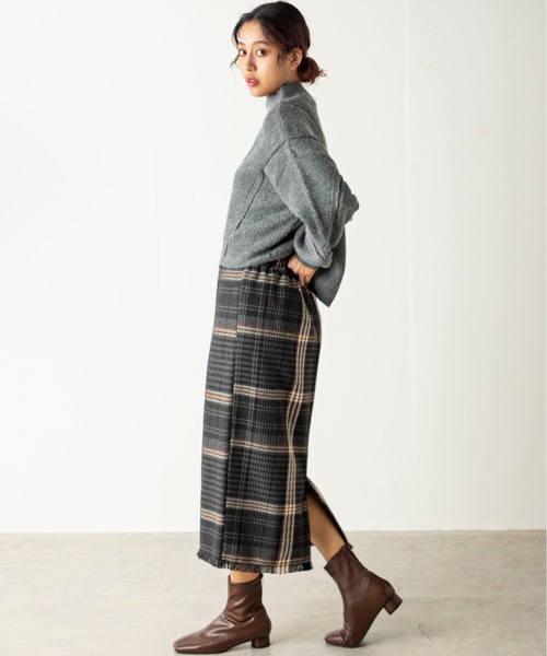 MILLION CARATS（ミリオンカラッツ）の「ツイードビッグチェックスカート（スカート・レディース・オレンジ/グリーン/ブラウン/イエロー/パープル・FREE）」の17枚目の写真