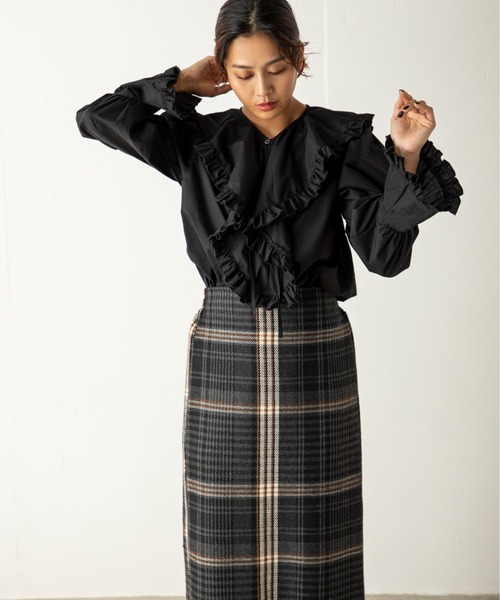 MILLION CARATS（ミリオンカラッツ）の「ツイードビッグチェックスカート（スカート・レディース・オレンジ/グリーン/ブラウン/イエロー/パープル・FREE）」の20枚目の写真