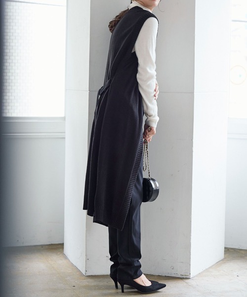 KOBE LETTUCE（コウベレタス）の「ロングニットジレベスト（ベスト・レディース・ブラック/チャコール/カーキ系・FREE）」の10枚目の写真