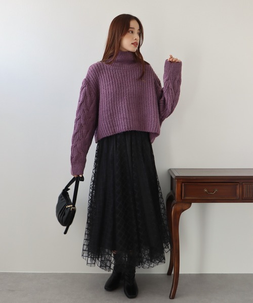 BLUEEAST（ブルーイースト）の「シアーチェックスカート（スカート・レディース・ブラック/グレー/ネイビー/ボルドー/ベージュ・MEDIUM）」の7枚目の写真