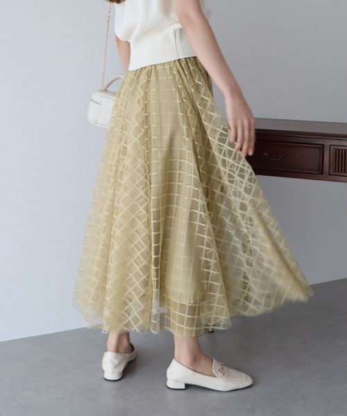 BLUEEAST（ブルーイースト）の「シアーチェックスカート（スカート・レディース・ブラック/グレー/ネイビー/ボルドー/ベージュ・MEDIUM）」の19枚目の写真