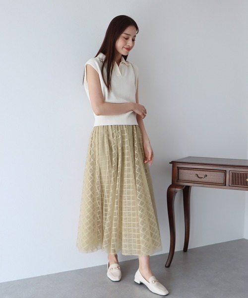 BLUEEAST（ブルーイースト）の「シアーチェックスカート（スカート・レディース・ブラック/グレー/ネイビー/ボルドー/ベージュ・MEDIUM）」の20枚目の写真