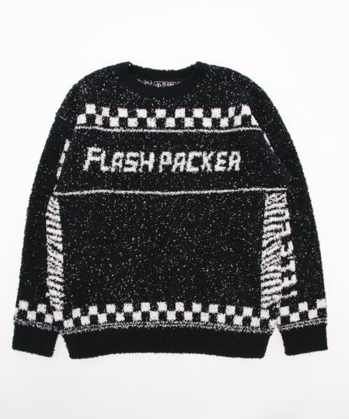 FLASH PACKER(フラッシュパッカー)の「FLASH PACKER フラッシュパッカー / チェック・ゼブラ柄 ブークレニット // FXP2022FW-07 XN-MIX(ニット/セーター・メンズ・ブラック/ホワイト・MEDIUM/LARGE)」の9枚目の写真