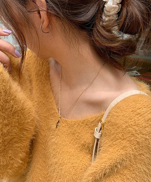 LAFFMO（ラフモ）の「Vネックシャギーニットプルオーバー（ニット/セーター・レディース・ブラック/ピンク/オフホワイト/イエロー/ブルー/ブラウン/グレー・FREE）」の18枚目の写真