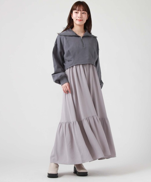 archives(アルシーヴ)の「ハーフzipスウェット×シャーリングキャミワンピースSET(ワンピース・レディース・グレー/ブルー/アイボリー・MEDIUM)」の13枚目の写真