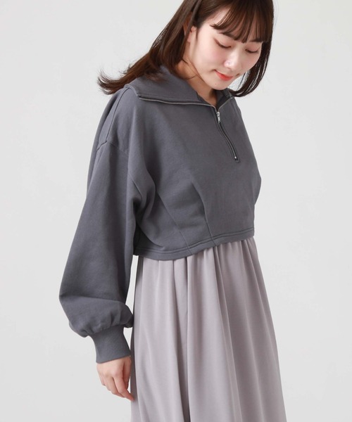 archives(アルシーヴ)の「ハーフzipスウェット×シャーリングキャミワンピースSET(ワンピース・レディース・グレー/ブルー/アイボリー・MEDIUM)」の16枚目の写真