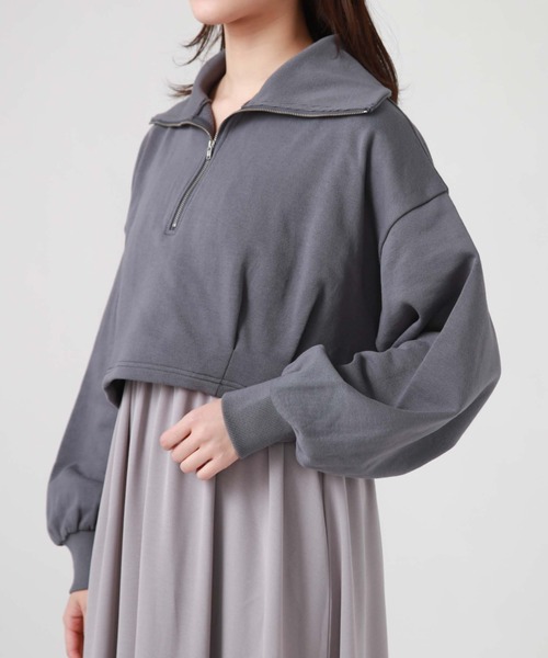 archives(アルシーヴ)の「ハーフzipスウェット×シャーリングキャミワンピースSET(ワンピース・レディース・グレー/ブルー/アイボリー・MEDIUM)」の20枚目の写真