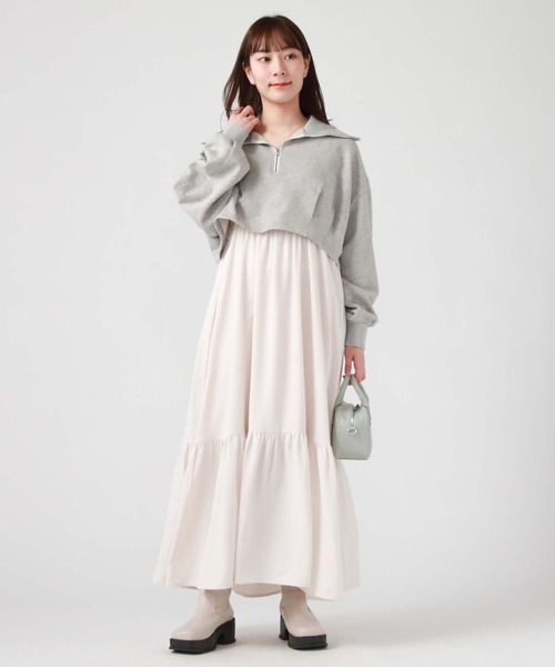 archives(アルシーヴ)の「ハーフzipスウェット×シャーリングキャミワンピースSET(ワンピース・レディース・グレー/ブルー/アイボリー・MEDIUM)」の9枚目の写真