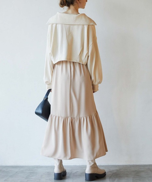 archives(アルシーヴ)の「ハーフzipスウェット×シャーリングキャミワンピースSET(ワンピース・レディース・グレー/ブルー/アイボリー・MEDIUM)」の6枚目の写真