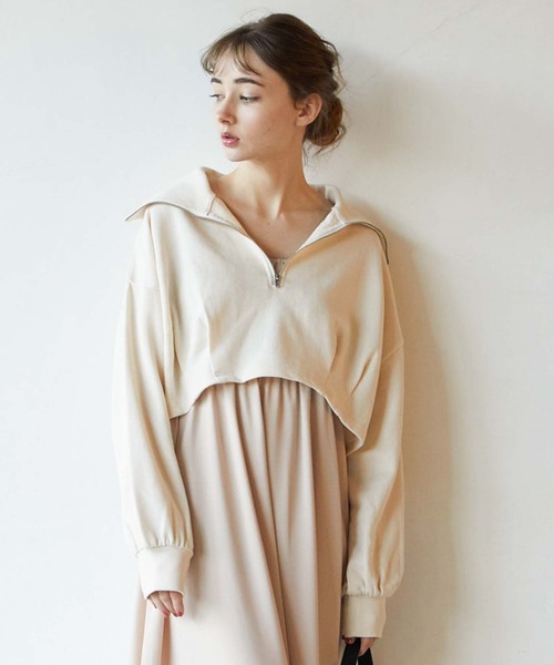 archives(アルシーヴ)の「ハーフzipスウェット×シャーリングキャミワンピースSET(ワンピース・レディース・グレー/ブルー/アイボリー・MEDIUM)」の7枚目の写真