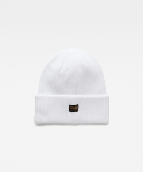 G-STAR(ジースター)の「EFFO RAW LONG BEANIE/ロゴニット帽(ニットキャップ/ビーニー・メンズ・ピンク系その他/ホワイト・ONE SIZE)」の4枚目の写真