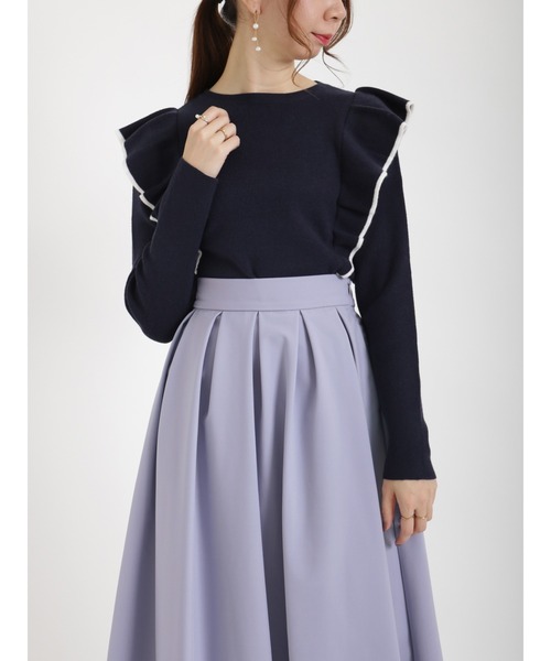 Te chichi（テチチ）の「総針ショルダーフリルニット（ニット/セーター・レディース・ネイビー/ブラック/オフホワイト・ﾌﾘ-）」の11枚目の写真