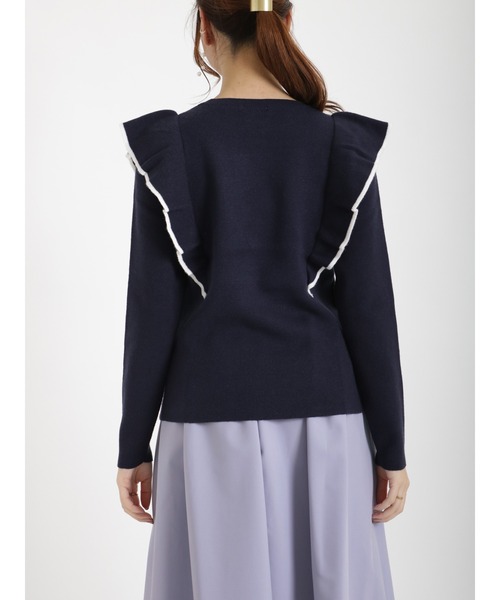 Te chichi（テチチ）の「総針ショルダーフリルニット（ニット/セーター・レディース・ネイビー/ブラック/オフホワイト・ﾌﾘ-）」の13枚目の写真