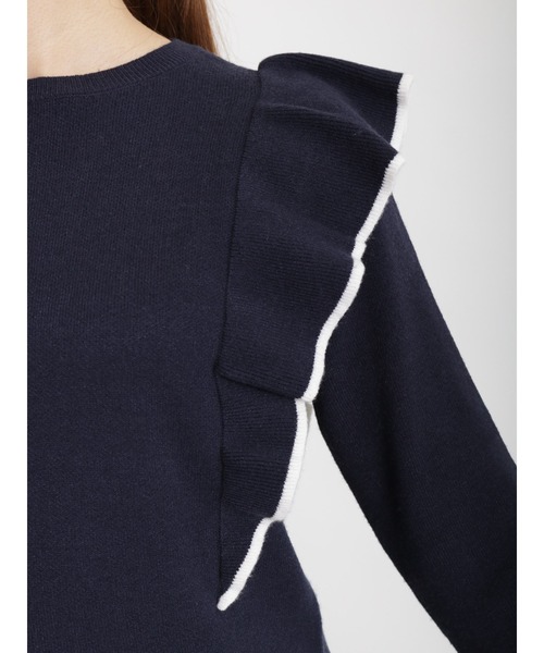 Te chichi（テチチ）の「総針ショルダーフリルニット（ニット/セーター・レディース・ネイビー/ブラック/オフホワイト・ﾌﾘ-）」の15枚目の写真