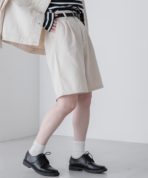 BONLECILL(ボンルシール)の「ハーフデニムパンツ(デニムパンツ・レディース・ネイビー/ブルー/ブラック/アイボリー・M/L)」の15枚目の写真