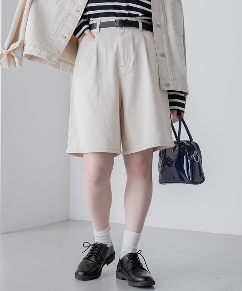 BONLECILL(ボンルシール)の「ハーフデニムパンツ(デニムパンツ・レディース・ネイビー/ブルー/ブラック/アイボリー・M/L)」の13枚目の写真