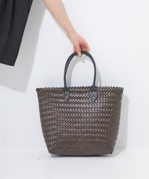 LAVEANGE（ラビアンジェ）の「ヘリンボーン カゴバッグ（かごバッグ・レディース・ブラウン/ダークブラウン・F）」の5枚目の写真