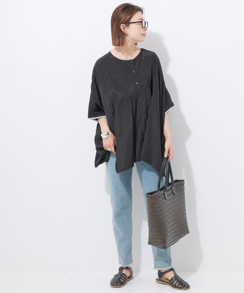 LAVEANGE（ラビアンジェ）の「ヘリンボーン カゴバッグ（かごバッグ・レディース・ブラウン/ダークブラウン・F）」の7枚目の写真