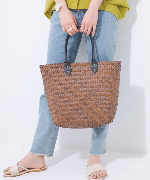 LAVEANGE（ラビアンジェ）の「ヘリンボーン カゴバッグ（かごバッグ・レディース・ブラウン/ダークブラウン・F）」の10枚目の写真