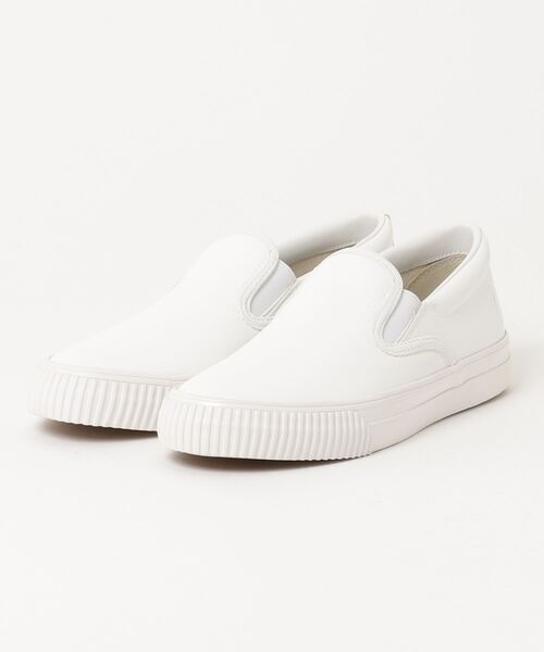 le coq sportif(ルコックスポルティフ)の「le coq sportif LE BLANC / ルコックスポルティフ LE ブラン(スリッポン・レディース・ホワイト/ブラック・22.5cm)」の2枚目の写真