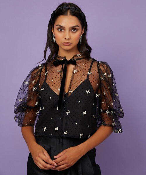 FREAK'S STORE（フリークスストア）の「Sister Jane/シスタージェーン Twirl Embroidered Bow Top