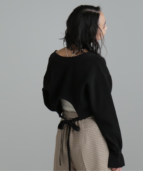 FREE'S MART（フリーズマート）の「◆バックリボンニットボレロ（カーディガン/ボレロ・レディース・ホワイト/ブラック/グリーン・FREE）」の7枚目の写真