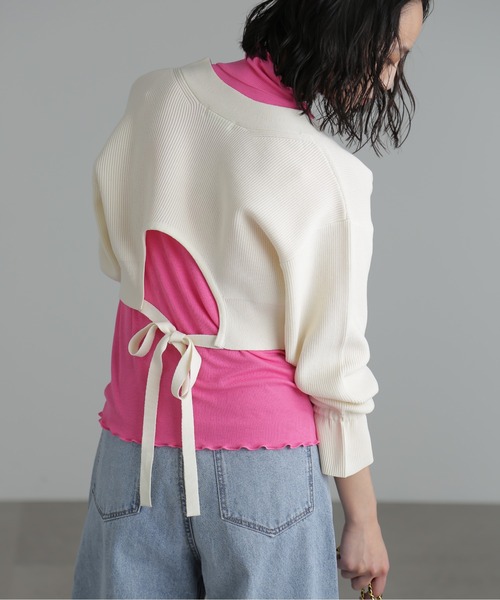 FREE'S MART（フリーズマート）の「◆バックリボンニットボレロ（カーディガン/ボレロ・レディース・ホワイト/ブラック/グリーン・FREE）」の10枚目の写真