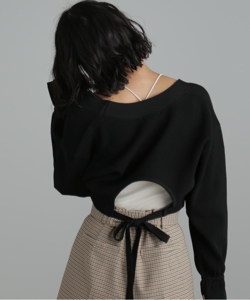 FREE'S MART（フリーズマート）の「◆バックリボンニットボレロ（カーディガン/ボレロ・レディース・ホワイト/ブラック/グリーン・FREE）」の4枚目の写真